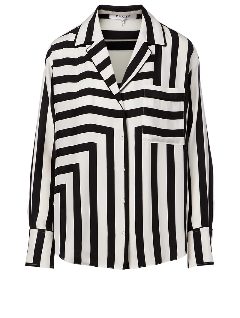 Silk Blouse Stripe Print