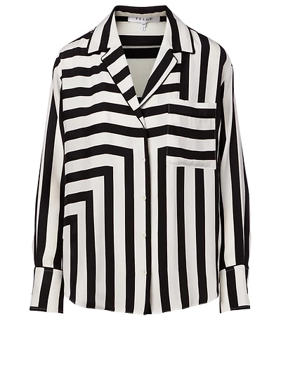 Silk Blouse Stripe Print