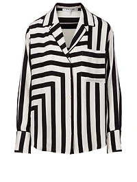 Silk Blouse Stripe Print