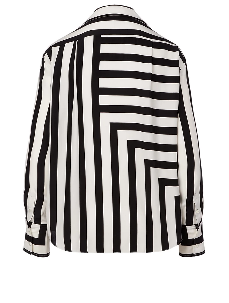 Silk Blouse Stripe Print