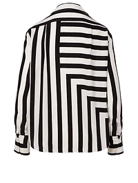Silk Blouse Stripe Print