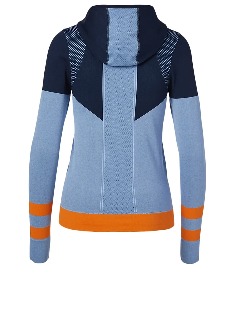 Chevron Seamless Hooded Half-Zip Pullover