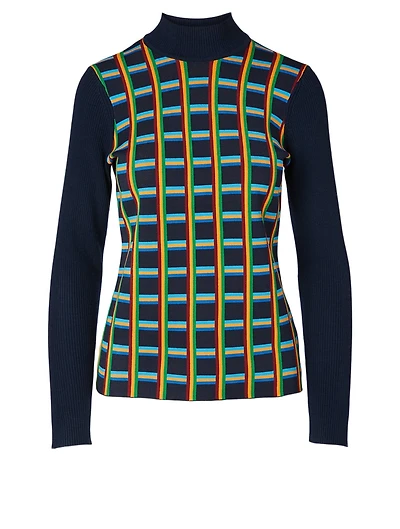 Jacquard Front Ribbed Turtleneck