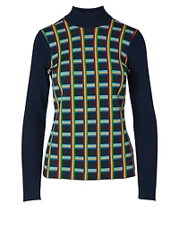 Jacquard Front Ribbed Turtleneck