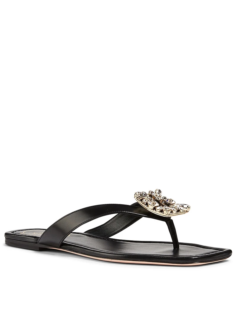 Mini Broche Vivier Leather Thong Sandals
