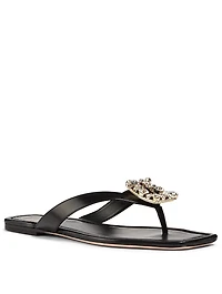 Mini Broche Vivier Leather Thong Sandals