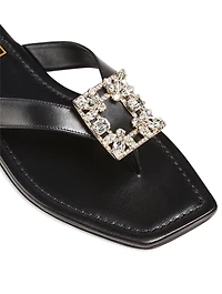 Mini Broche Vivier Leather Thong Sandals