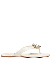 Mini Broche Vivier Leather Thong Sandals