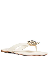 Mini Broche Vivier Leather Thong Sandals