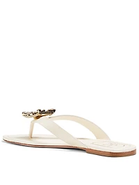 Mini Broche Vivier Leather Thong Sandals
