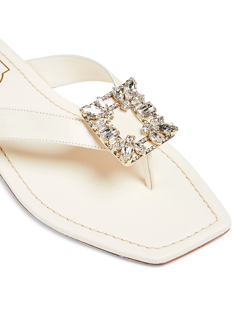 Mini Broche Vivier Leather Thong Sandals