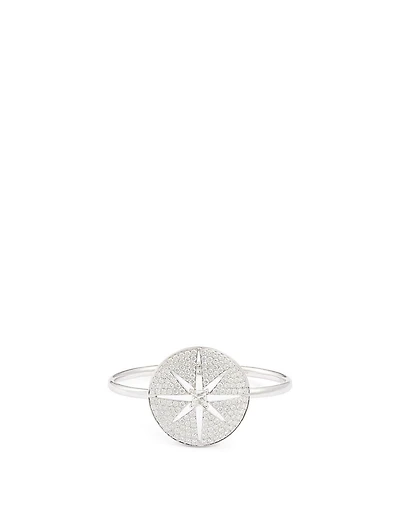 Pastiche 18K White Gold Starburst Medallion Bangle Bracelet With Diamonds