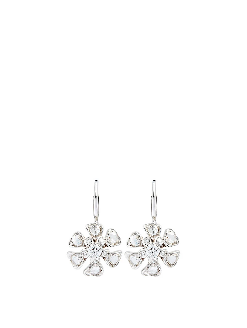 Aster 18K White Gold Petite Bloom Earrings With Diamonds