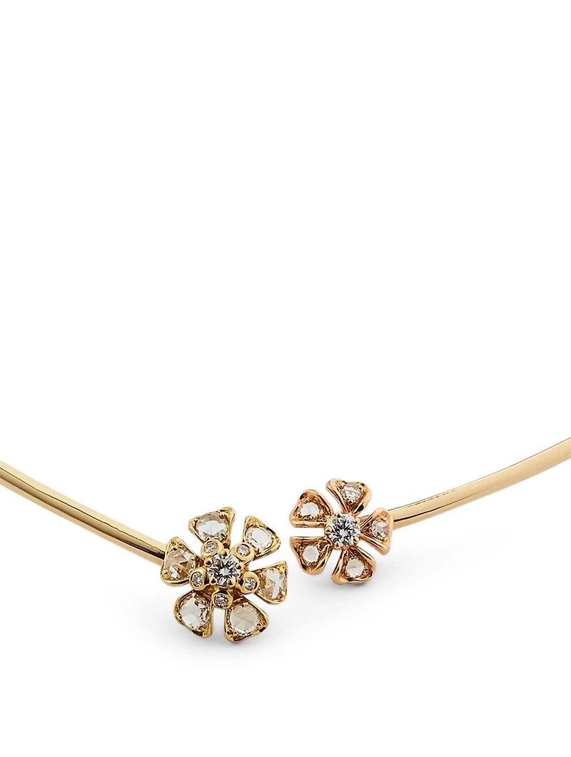 Pettie Aster 18K Gold Collar Necklace With Diamonds