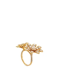 Aster 18K Gold Double Blossom Ring With Diamonds