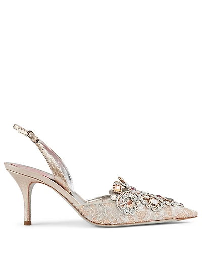 Veneziana 75 Crystal Lace Slingback Pumps