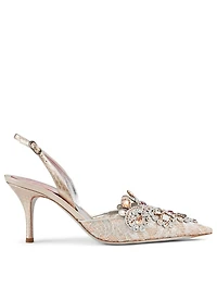 Veneziana 75 Crystal Lace Slingback Pumps