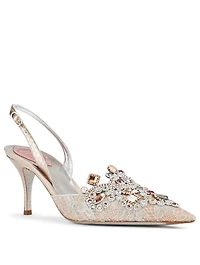 Veneziana 75 Crystal Lace Slingback Pumps