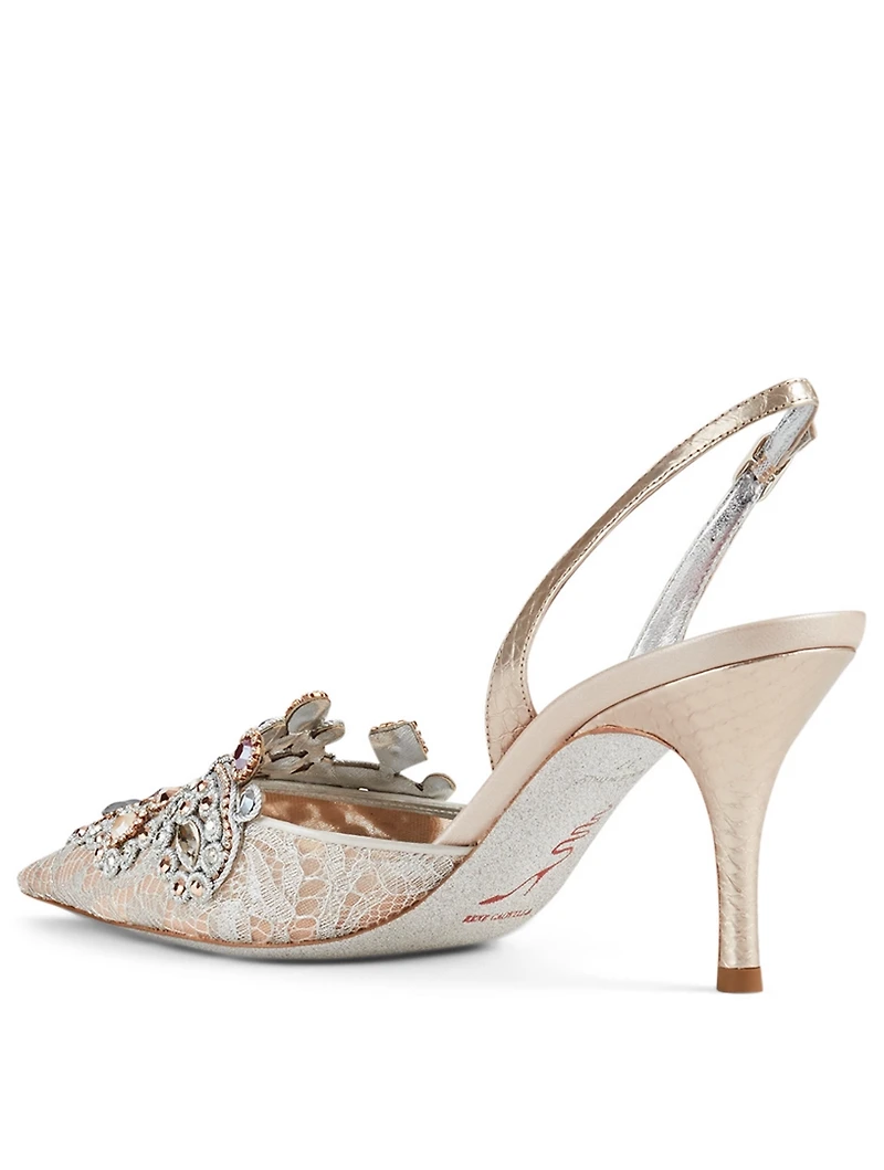 Veneziana 75 Crystal Lace Slingback Pumps