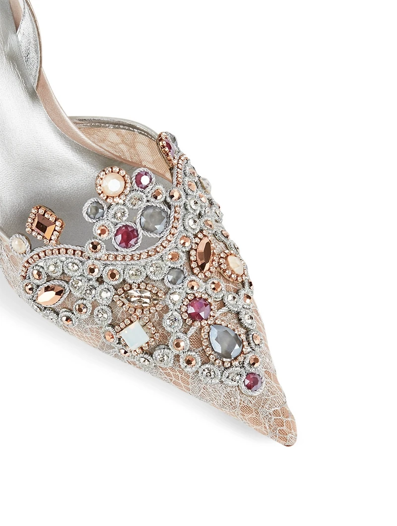 Veneziana 75 Crystal Lace Slingback Pumps