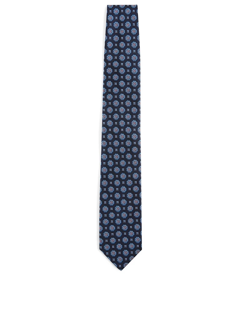 Silk Tie In Medallion Print