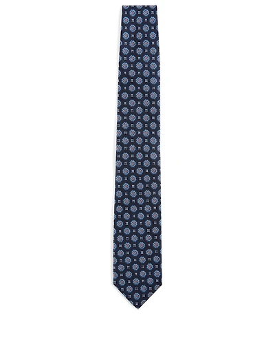Silk Tie In Medallion Print