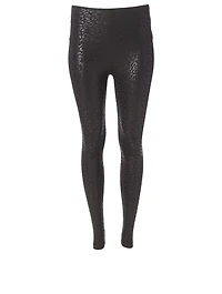 High Waisted Midi Leggings Leopard Foil Print
