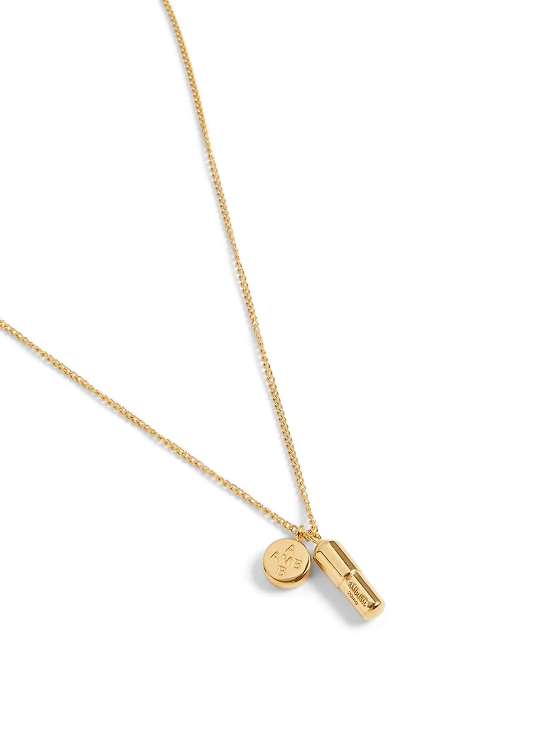 Gold-Tone Silver Pill Charm Necklace