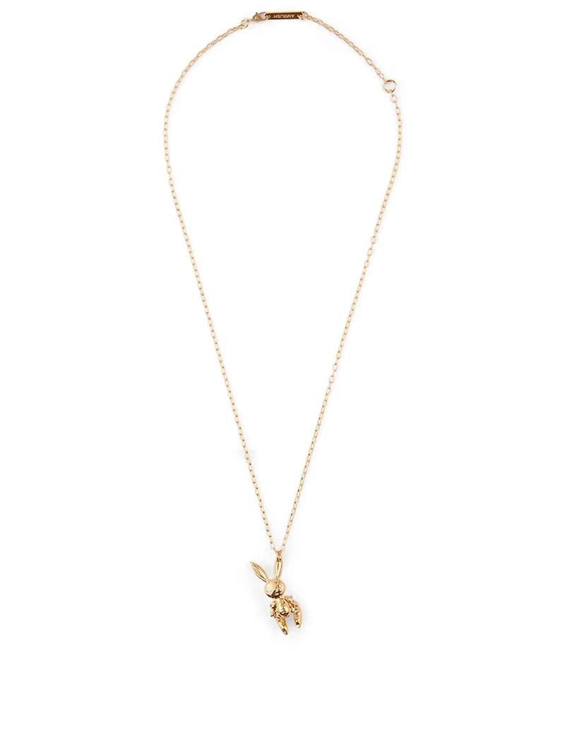 Gold-Tone Silver Inflatable Bunny Necklace