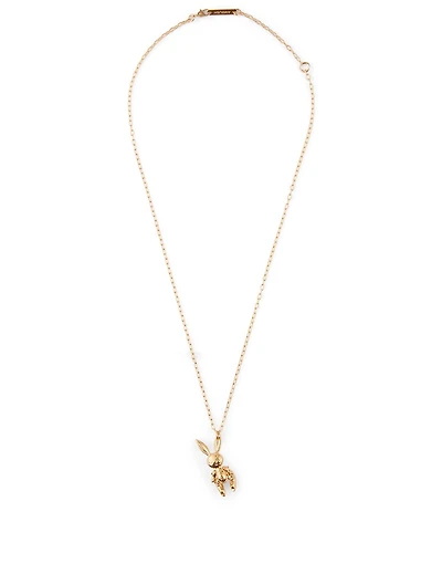 Gold-Tone Silver Inflatable Bunny Necklace