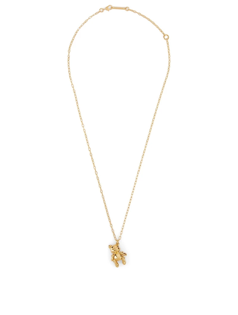 Gold-Tone Silver Inflatable Teddy Bear Necklace