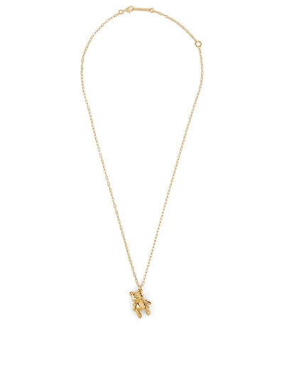 Gold-Tone Silver Inflatable Teddy Bear Necklace