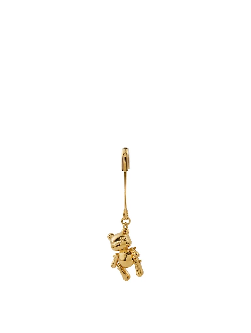 Gold-Tone Silver Inflatable Teddy Bear Earring