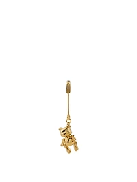 Gold-Tone Silver Inflatable Teddy Bear Earring