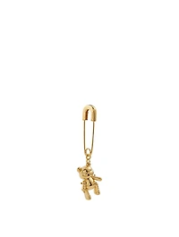 Gold-Tone Silver Inflatable Teddy Bear Earring