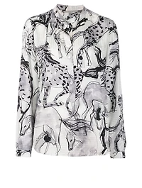 Silk Blouse Horse Print