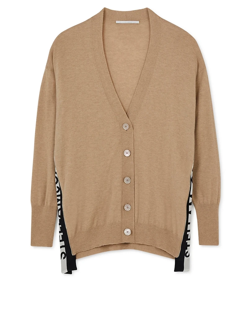 Wool Cardigan With Logo Band