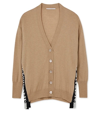 Wool Cardigan With Logo Band
