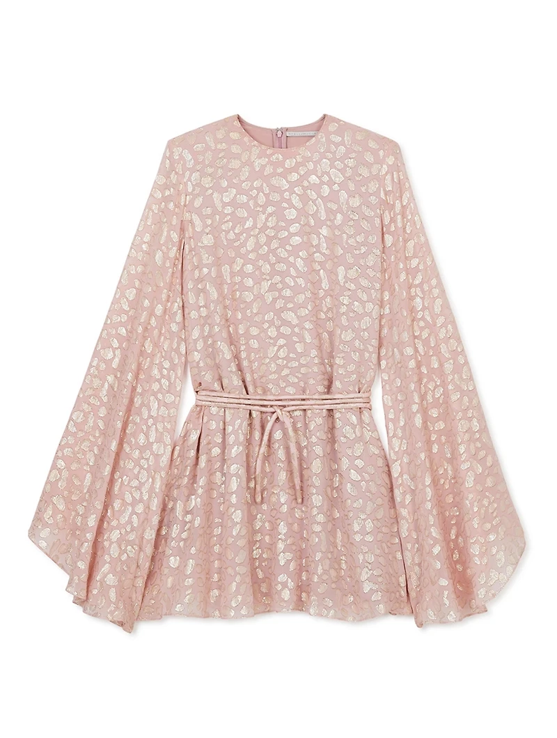 Silk-Blend Mini Dress Leopard Print