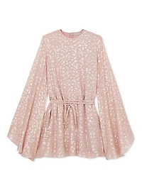Silk-Blend Mini Dress Leopard Print