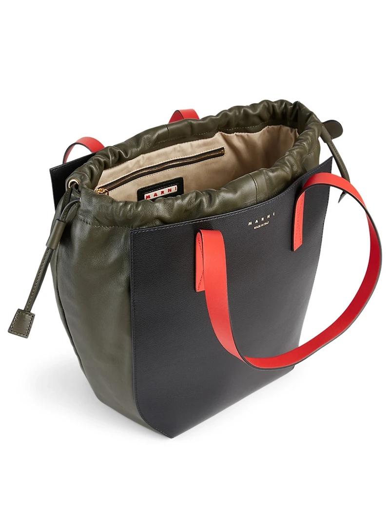 Gusset Leather Shopping Bag