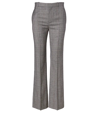 Wool High-Waisted Pants Check Print