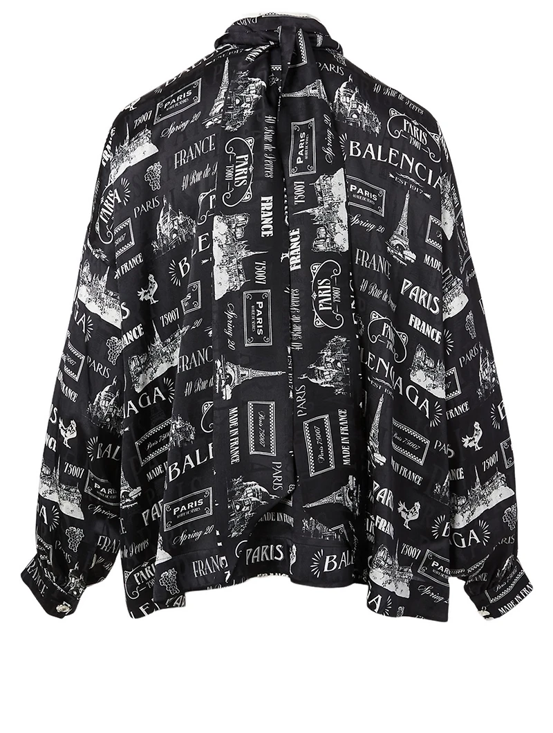 Silk Blouse Paris Resto Print