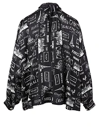 Silk Blouse Paris Resto Print