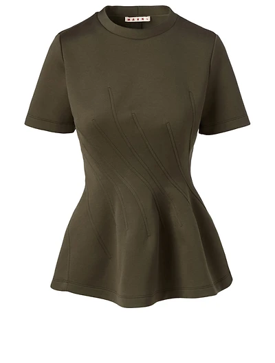 T-Shirt With Wavy Seamwork