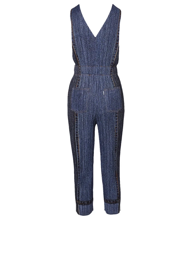 Two Tone Jumpsuit Denim Print