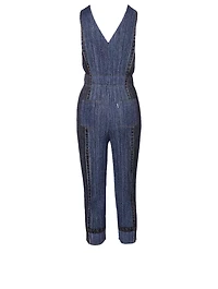 Two Tone Jumpsuit Denim Print