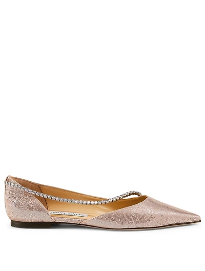 Trude Gio Metallic Fabric D'Orsay Flats With Crystal Chain