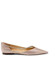 Trude Gio Metallic Fabric D'Orsay Flats With Crystal Chain