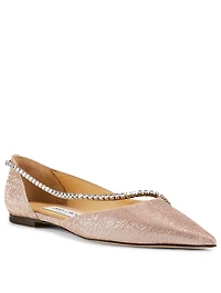 Trude Gio Metallic Fabric D'Orsay Flats With Crystal Chain